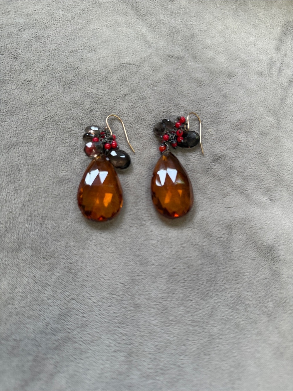 Nordstrom Amber Teardrop Earrings with Red and Smoky Accents